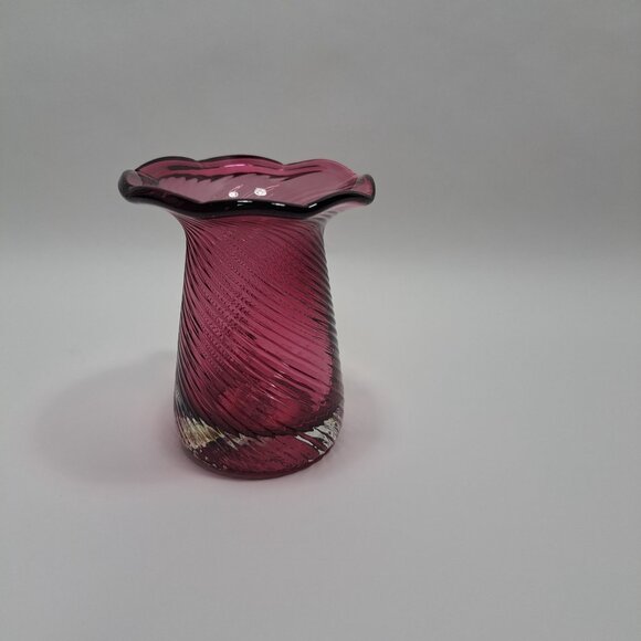 Pilgrim Cranberry Swirl Glass Small Pitcher Applied Handle Vintage - Picture 4 of 12
